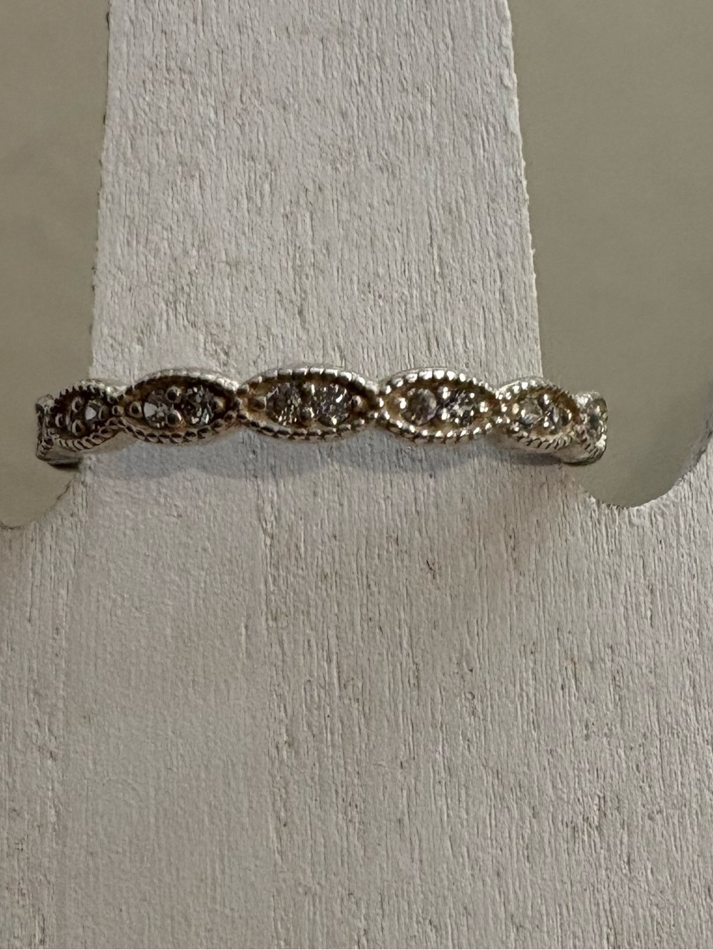 Pandora Sterling Silver 925 ALE Sparkling Leaves CZ Stacker Sz 8/8.5 FIRM - Picture 7 of 11